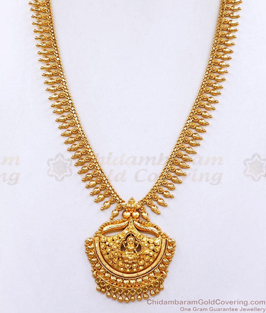 New Design 1 Gram Gold Haram Mullaipoo Design Lakshmi Pendant HR3059