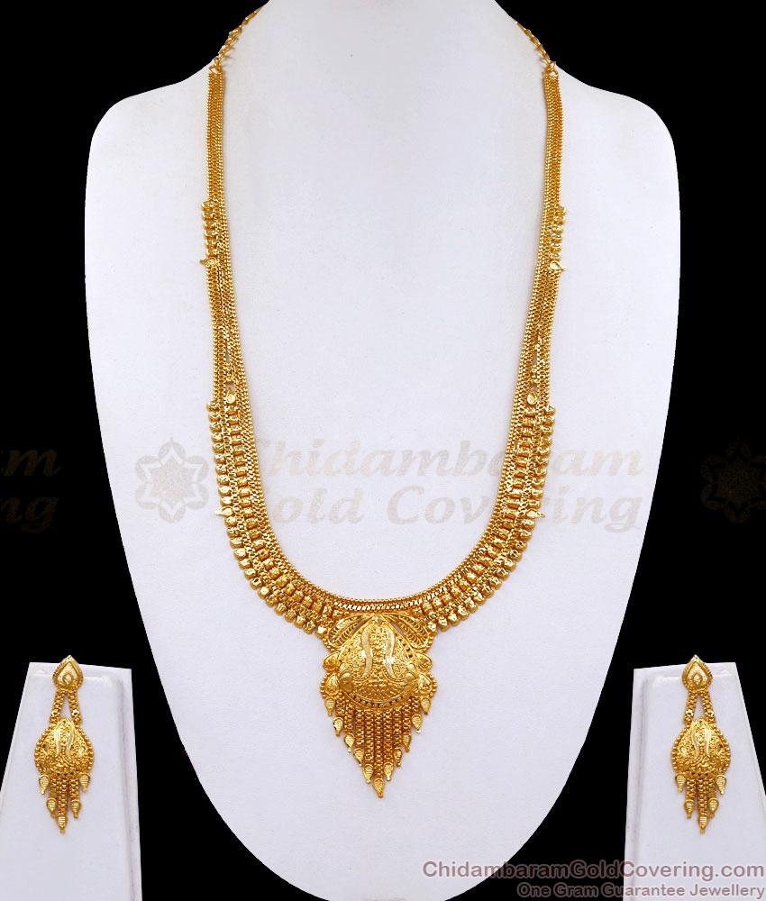 Calcutta Gold Design Light Weight Haram Earring Jewel Set HR3063