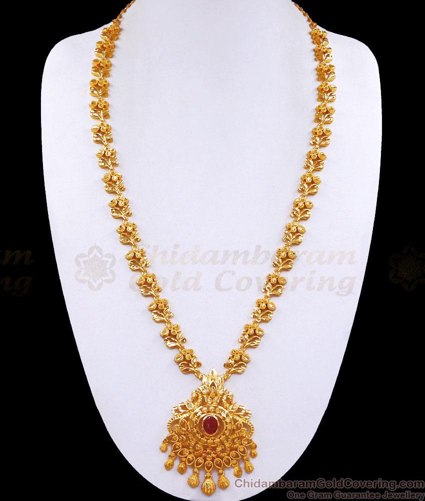 Bridal Jewelry Gold Plated Rani Haaram With Earrings Set HR3075