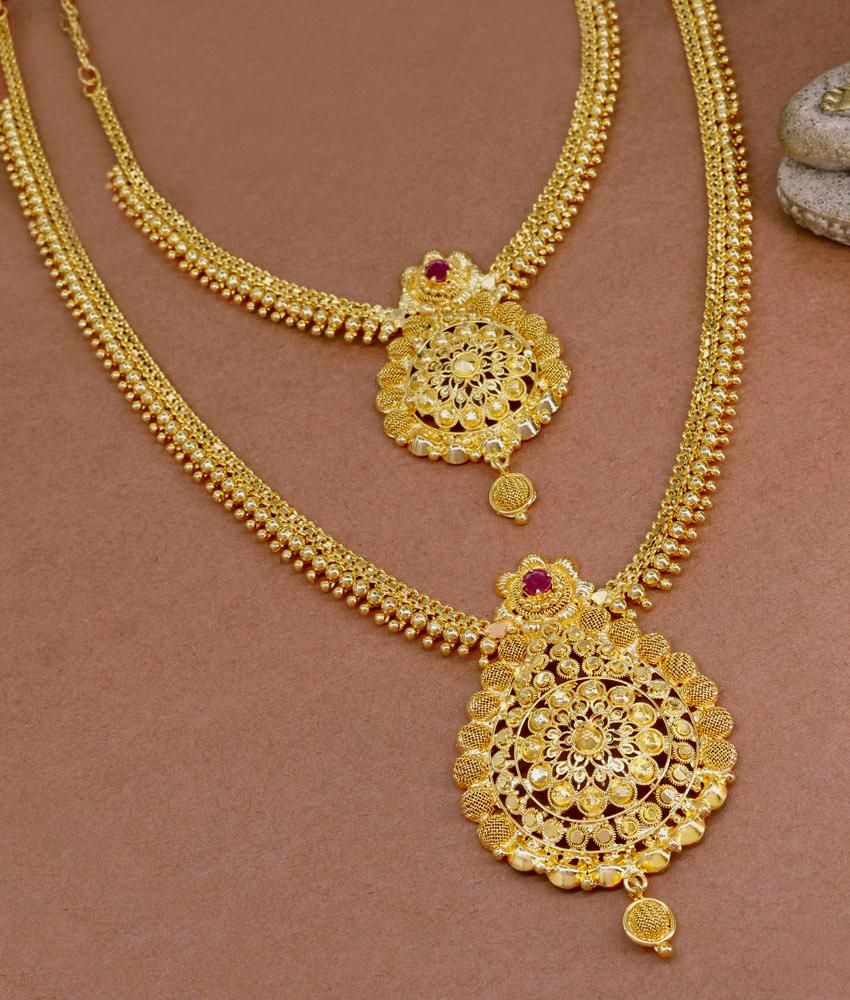 Bridal Gold Imitation Kerala Haram Necklace Set Shop Online HR3080