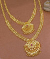 Latest Wedding Ruby Stone Gold Plated Haram Set Online HR3083