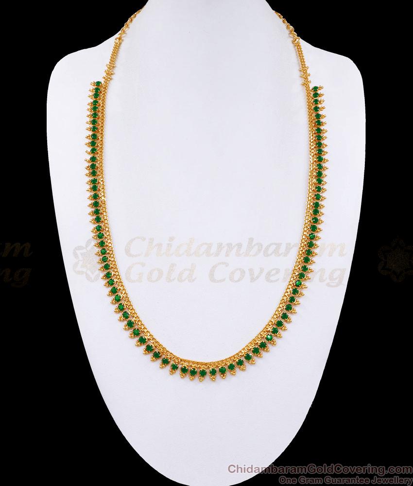 New Arrival Emerald Stone Long Haram 1 Gram Gold Jewellery HR3092