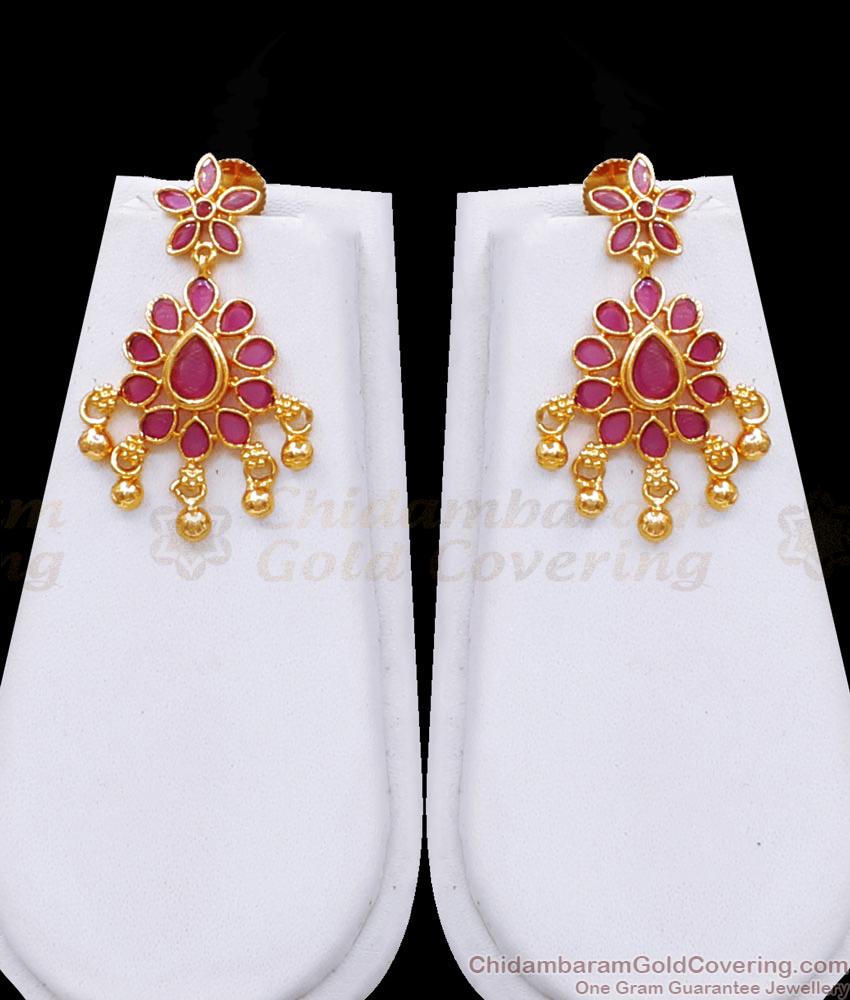 Beautiful Real Gold Look Beads Haram Peacock Design Ruby Stone HR3094