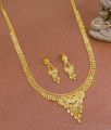 Latest Calcutta Pattern Two Gram Gold Long Haram With Match Earrings HR3104