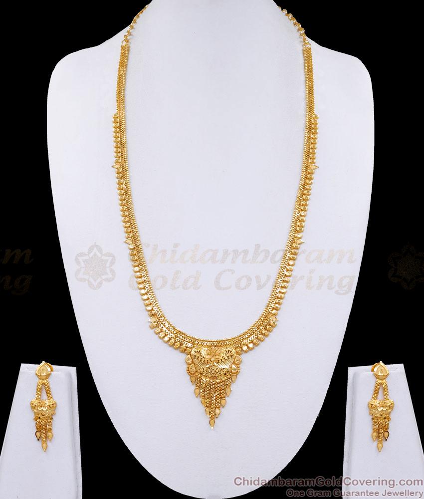 Beautiful Two Gram Gold Calcutta Haram Wedding Design For Bride HR3108