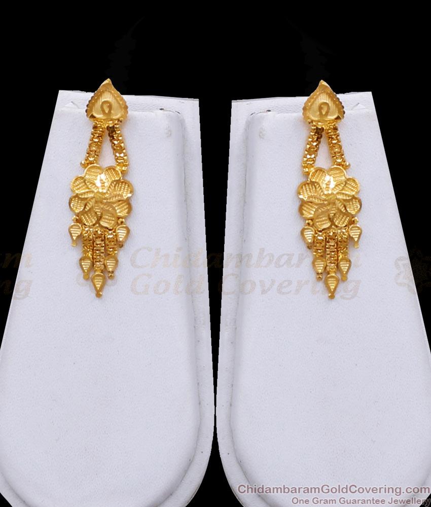 Beautiful 2 Gram Gold Chandraharam Designs With Earring For Women HR3112