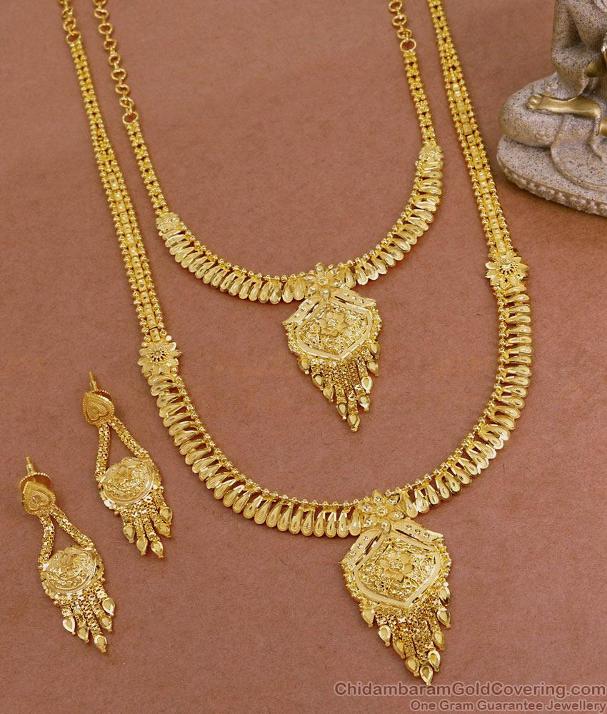 Beautiful Full Bridal Set Gold Haram Necklace Combo For Women Marriage HR3115