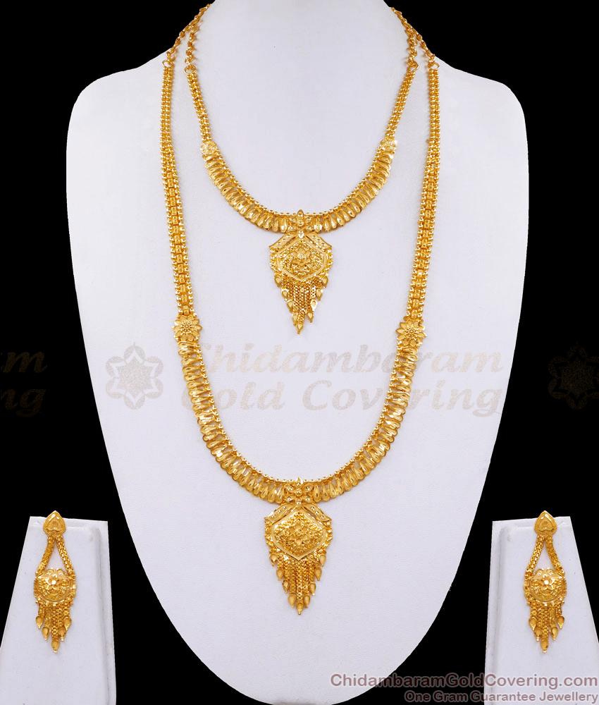 Beautiful Full Bridal Set Gold Haram Necklace Combo For Women Marriage HR3115