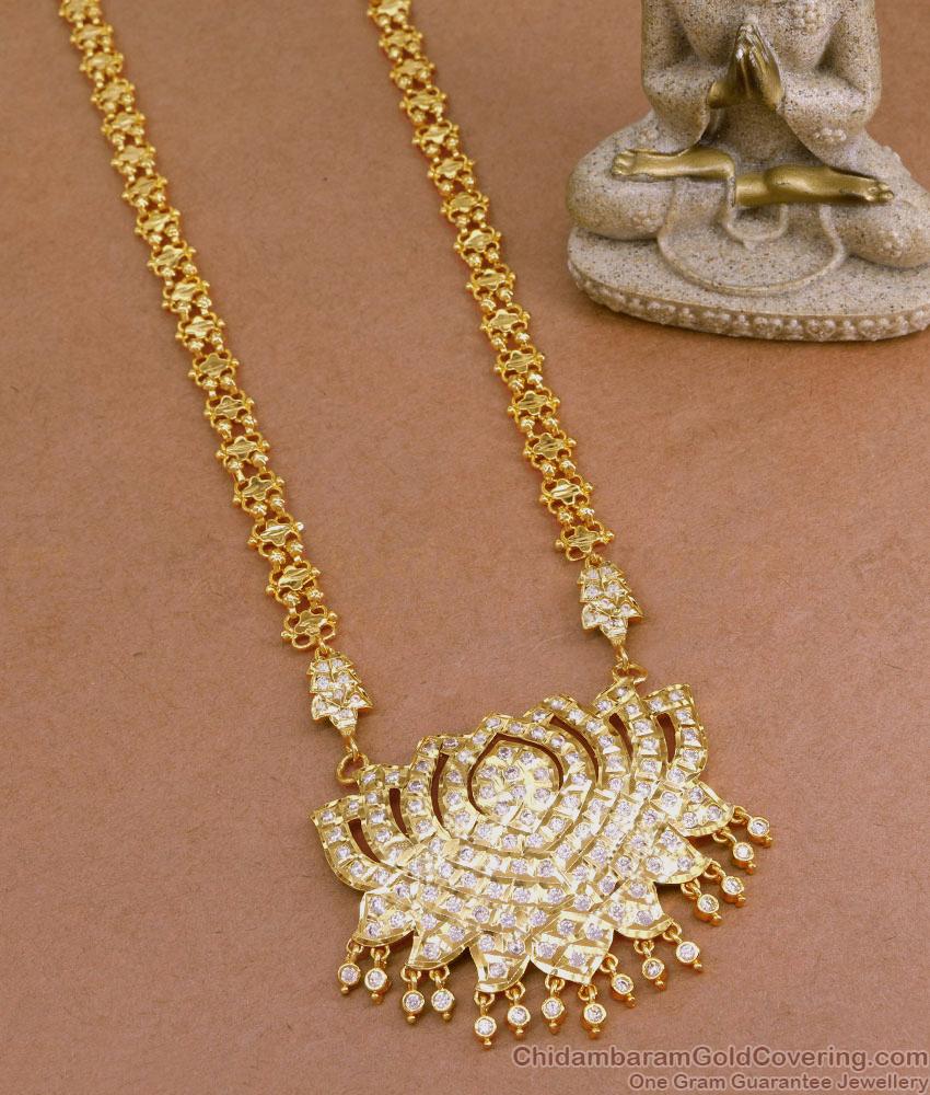 Buy Traditional Gati Stone Lotus Haram Impon Jewellery Online HR3116