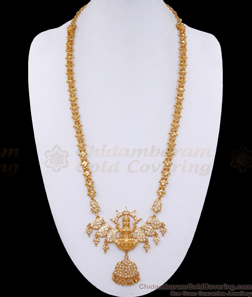 Goddess Lakshmi White Gati Stone Mango Haram Impon Online Jewellery HR3121