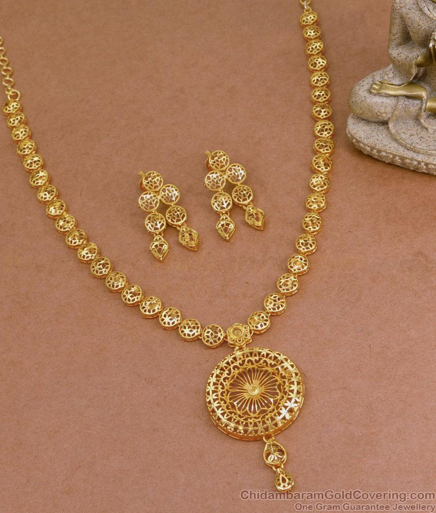 Simple Gold Design Plain Haram Forming Jewellery Set HR3130