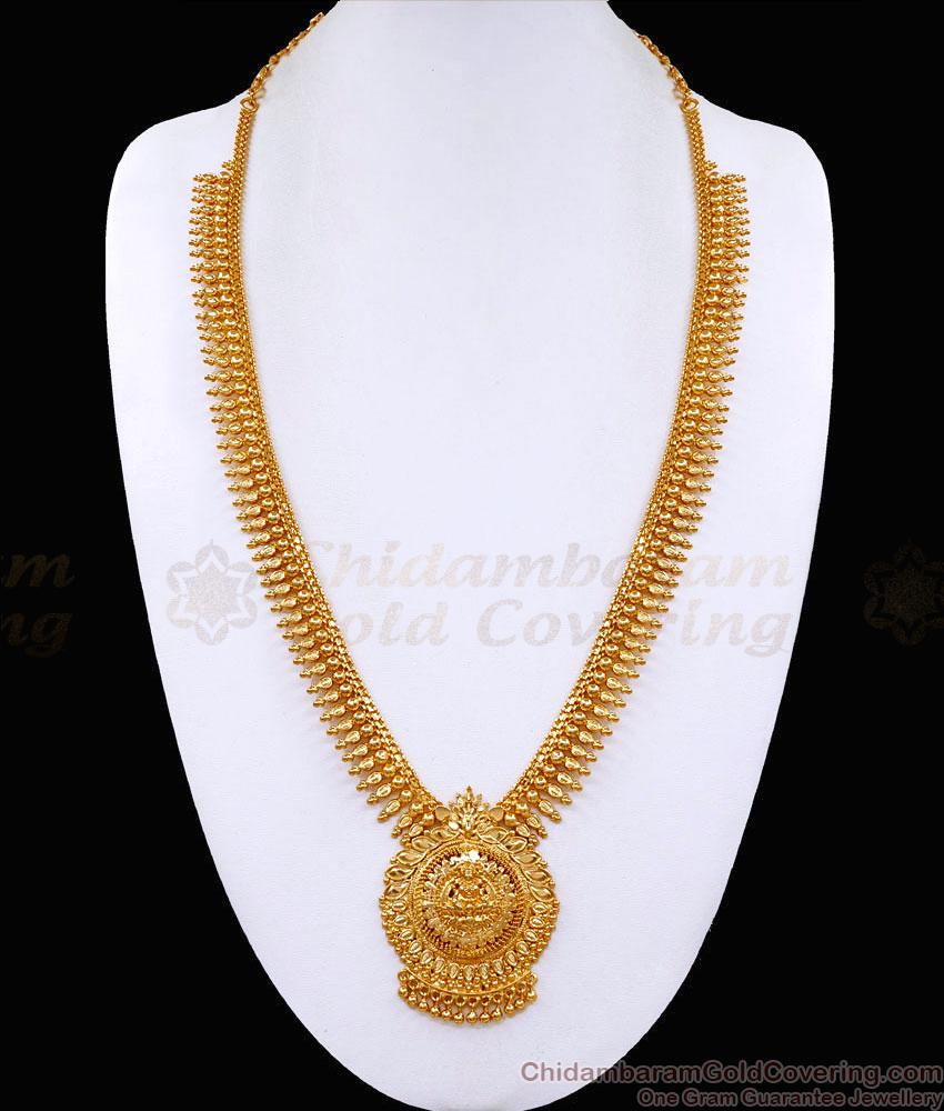 Unique One Gram Gld Lakshmi Haram Mullaipoo Design Without Stone HR3182