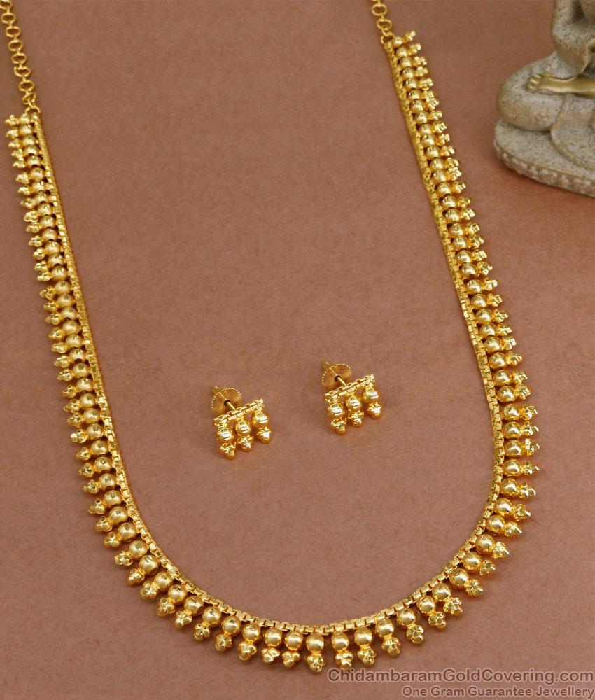 Simple Design Two Gram Gold Mullaimottu Haram Set Forming Jewellery HR3189