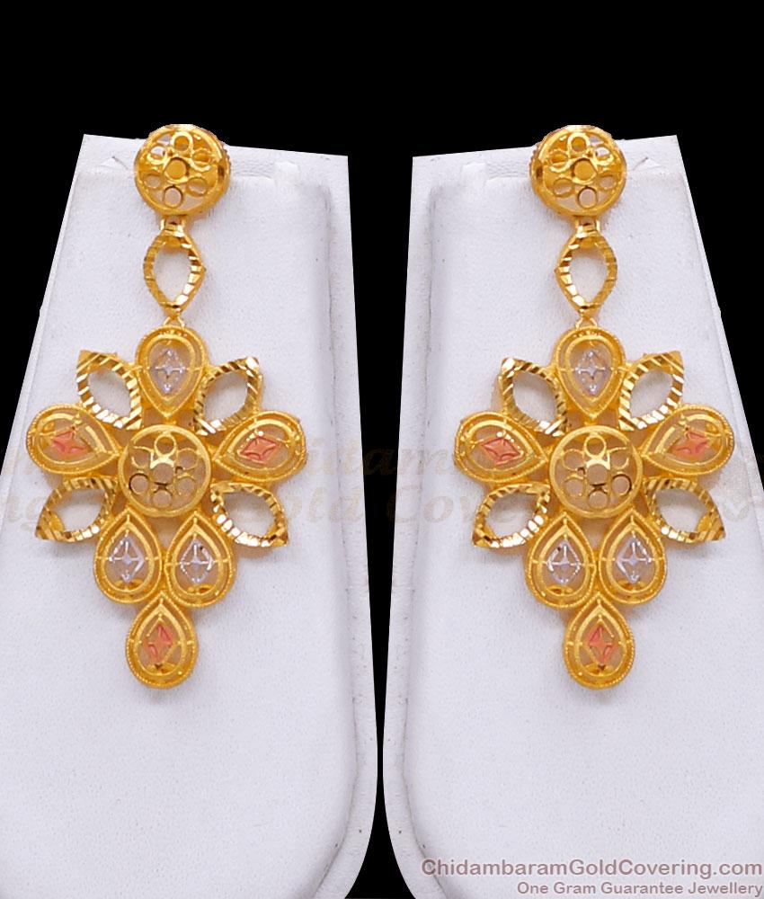 22Kt Yellow Gold Haram Enamel Design With Floral Earring HR3195