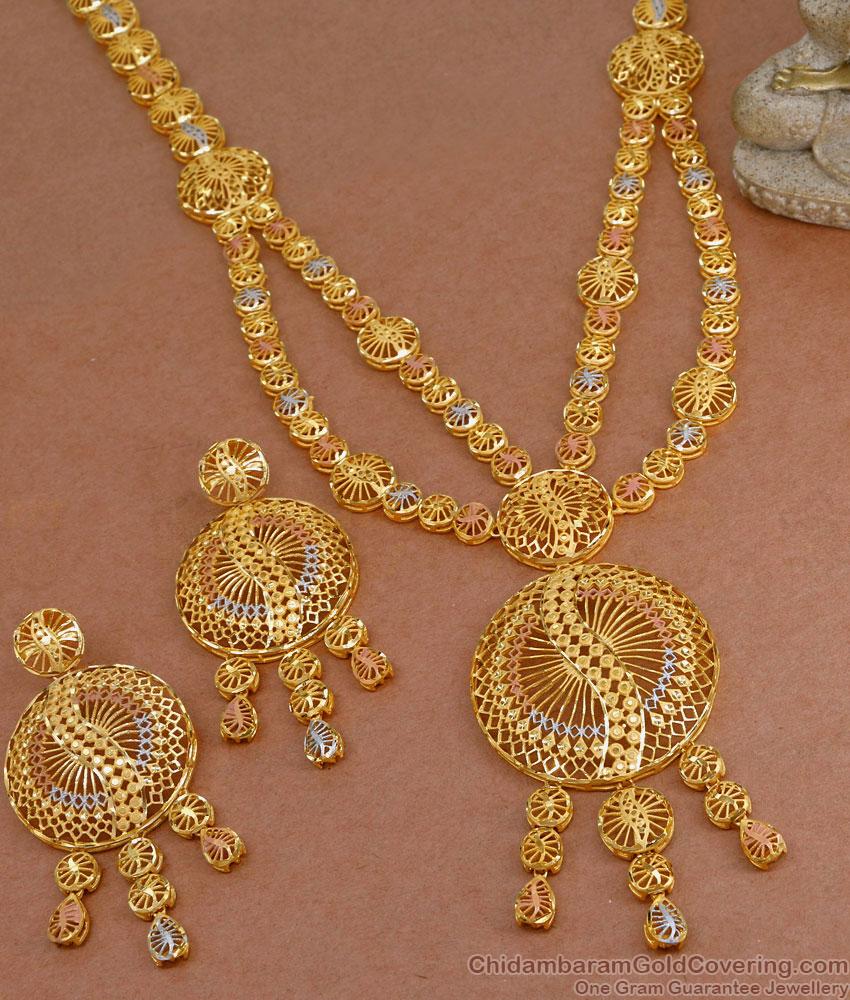 Premium Dubai Gold Long Haram Wedding Jewellery Set HR3196