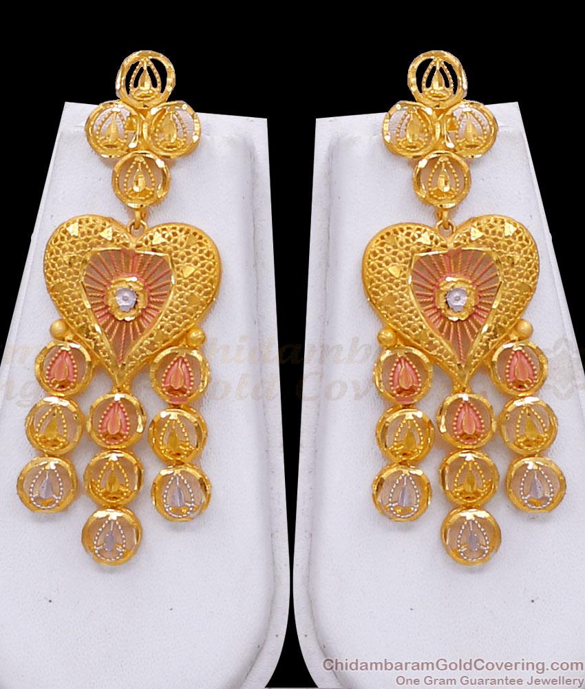 Beautiful Heart Shaped Forming Gold Haram Earring Combo HR3197