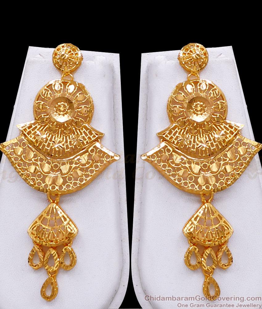 Two Gram Gold Long Haram Earring Combo Dubai Jewelry HR3198