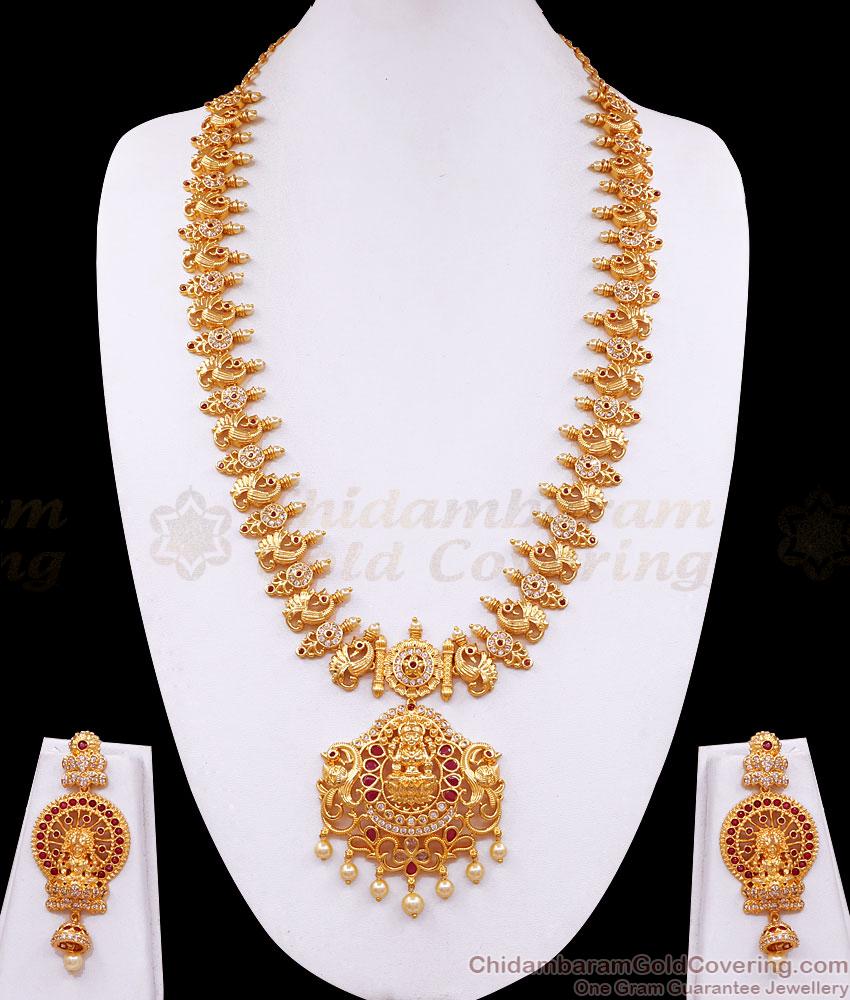 Premium Lakshmi Bridal  Rani Haram Gold Imitation Pearl Jewelry HR3201