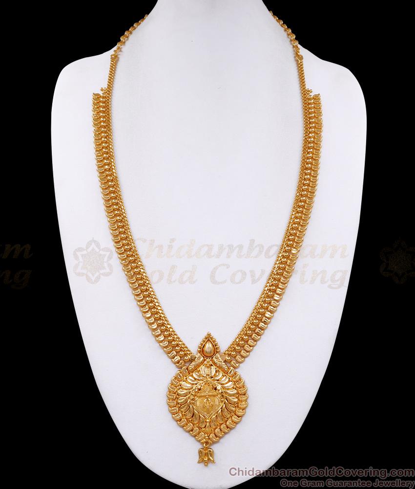 Long 1 Gram Gold Haram Peacock Design For Women Marriage HR3212