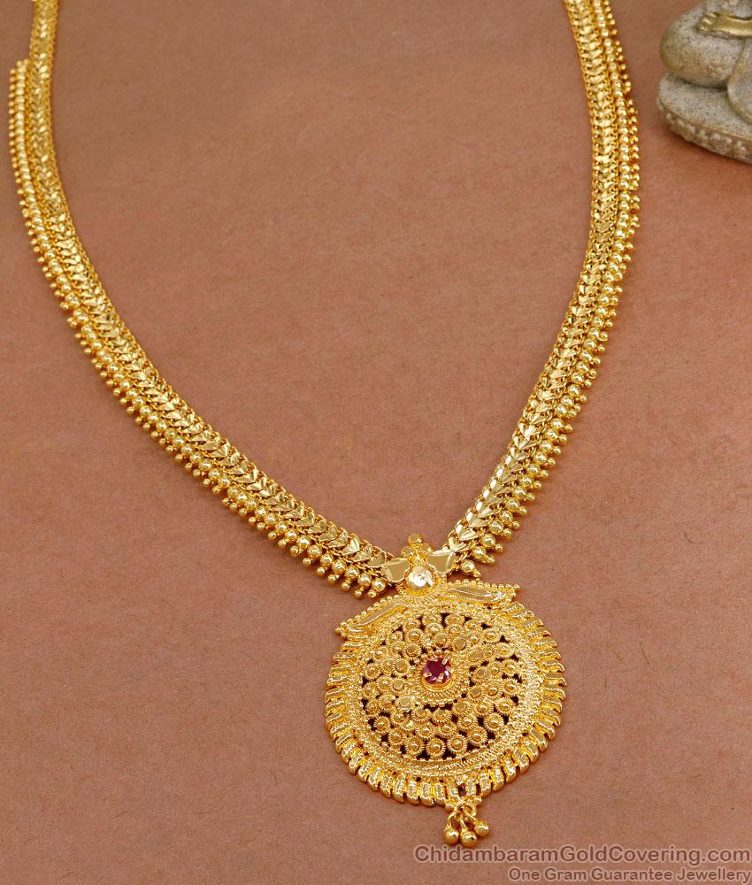 Gold Plated Traditional Long Haram Designs Ruby Stone HR3217