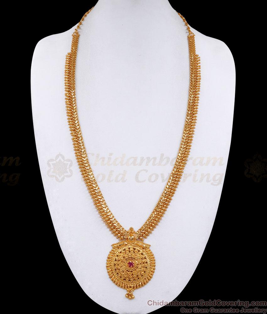 Gold Plated Traditional Long Haram Designs Ruby Stone HR3217