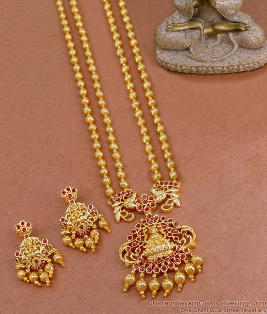 Buy 2 Line Beads Gold Rani Haram Lakshmi Pendant Design HR3226