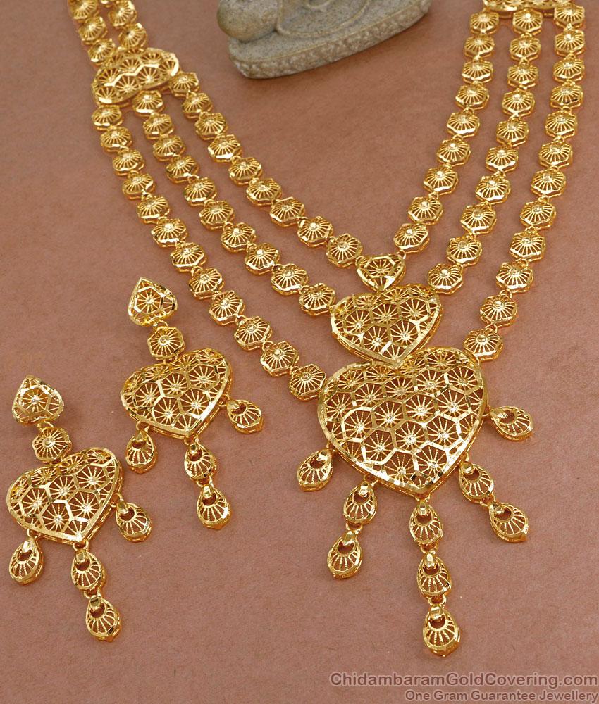 24Kt Real Gold Design Dubai Haram Set 2025 Wedding Jewelry HR3234