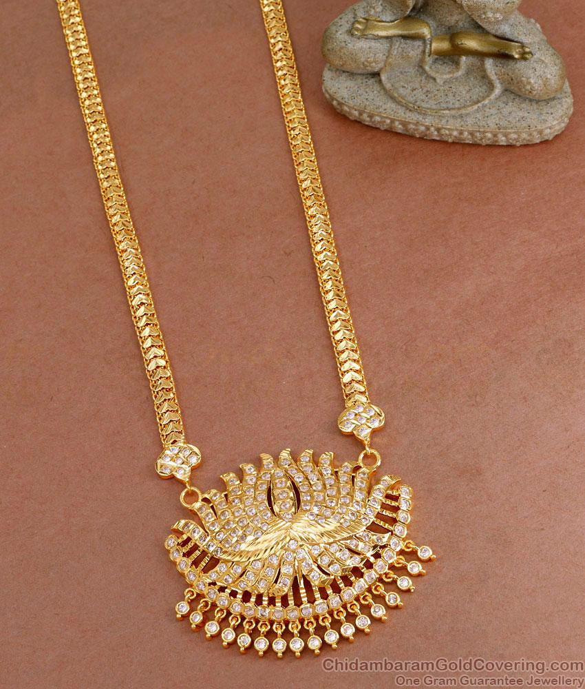 Original Impon 5 Metal Gold Haram With Lotus Pendant Shop Online HR3249