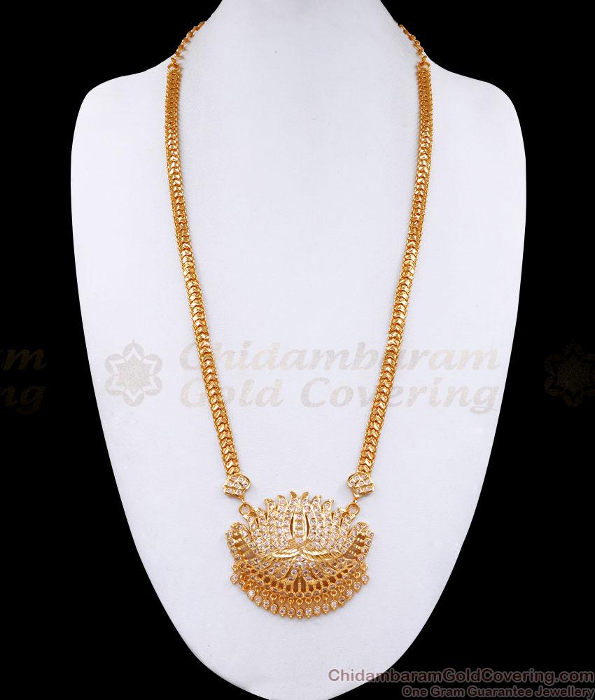 Original Impon 5 Metal Gold Haram With Lotus Pendant Shop Online HR3249