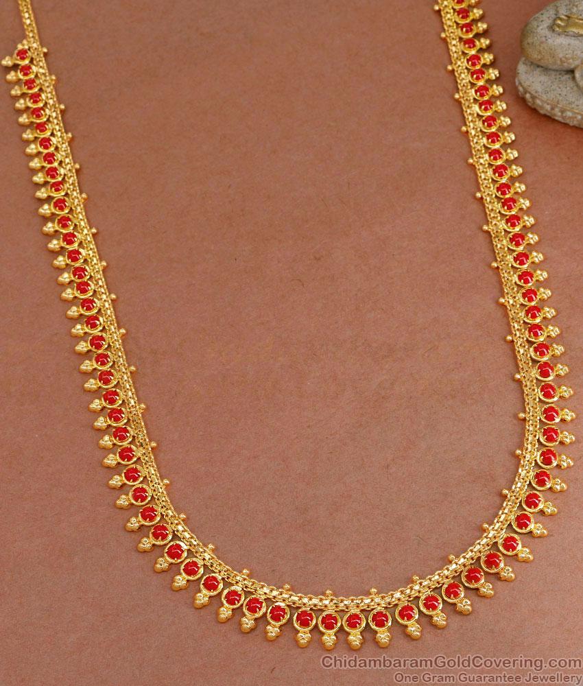 Traditional Red Coral Stone Long Haram Designs For Women HR3254