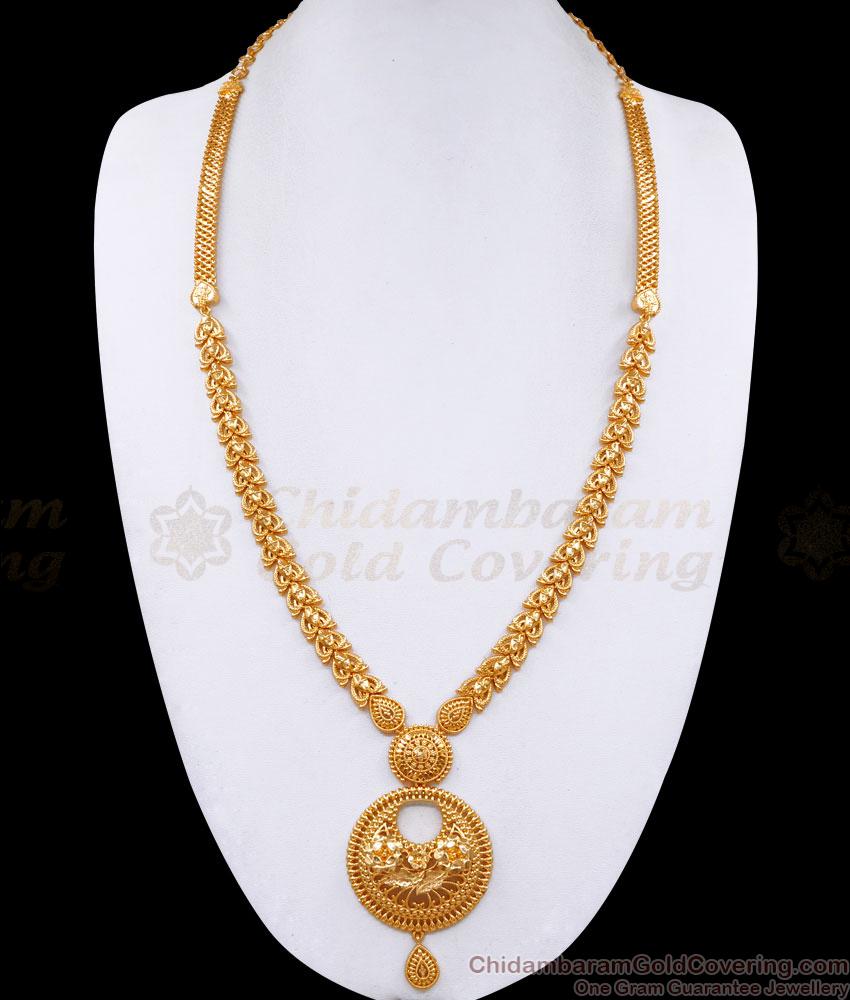 Attractive Plain Heart Design Long Haram Gold Plated Jewellery HR3257