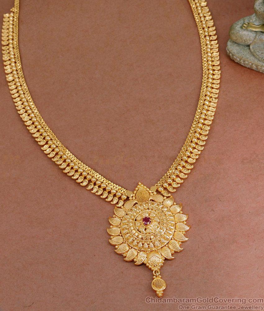 Stylish Gold Plated Mango Haram Single Ruby Stone Design HR3261