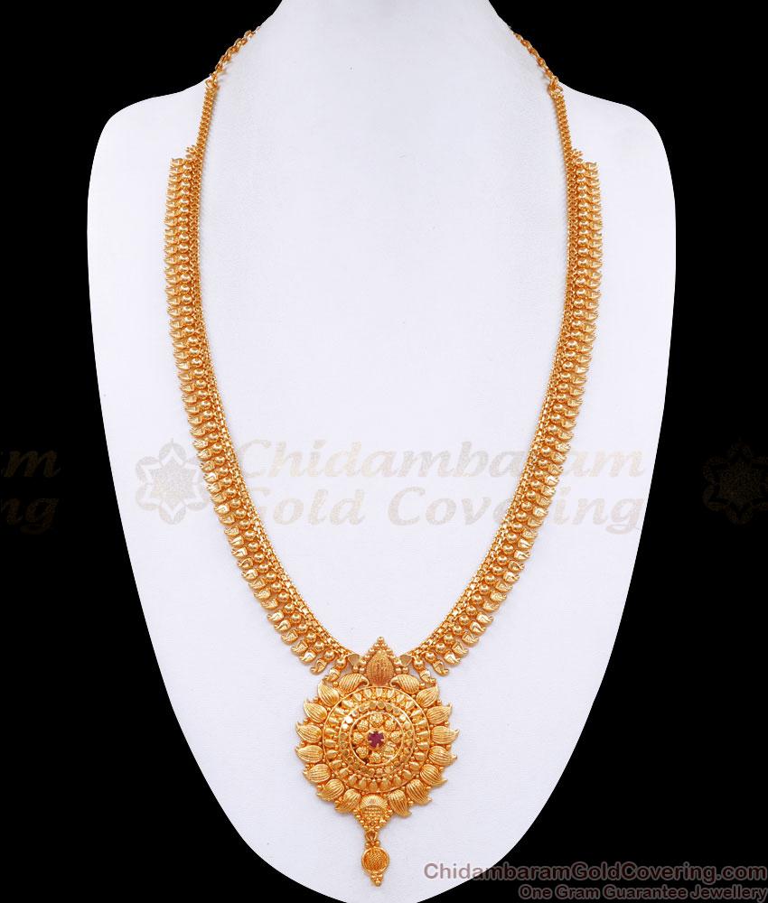 Stylish Gold Plated Mango Haram Single Ruby Stone Design HR3261