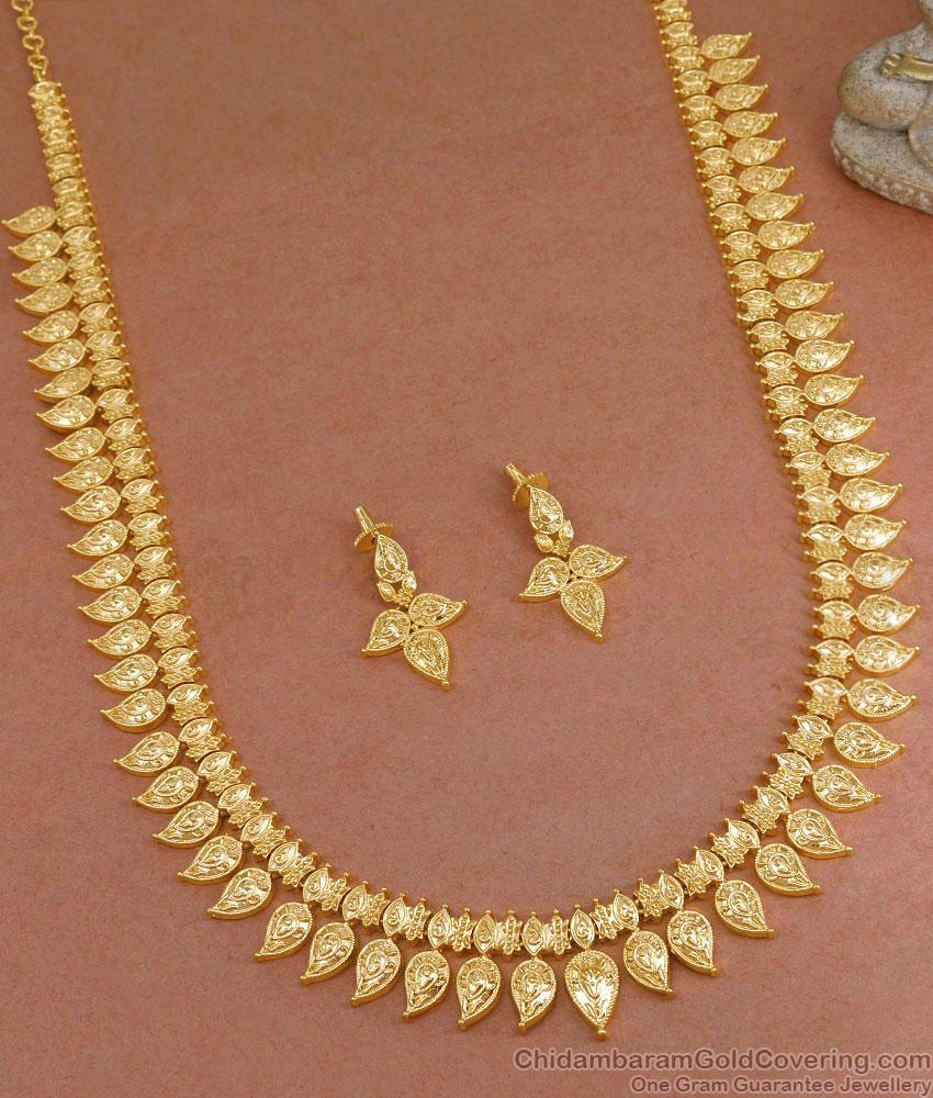 Traditional Micro Gold Plated Mango Haram With Earring HR3288