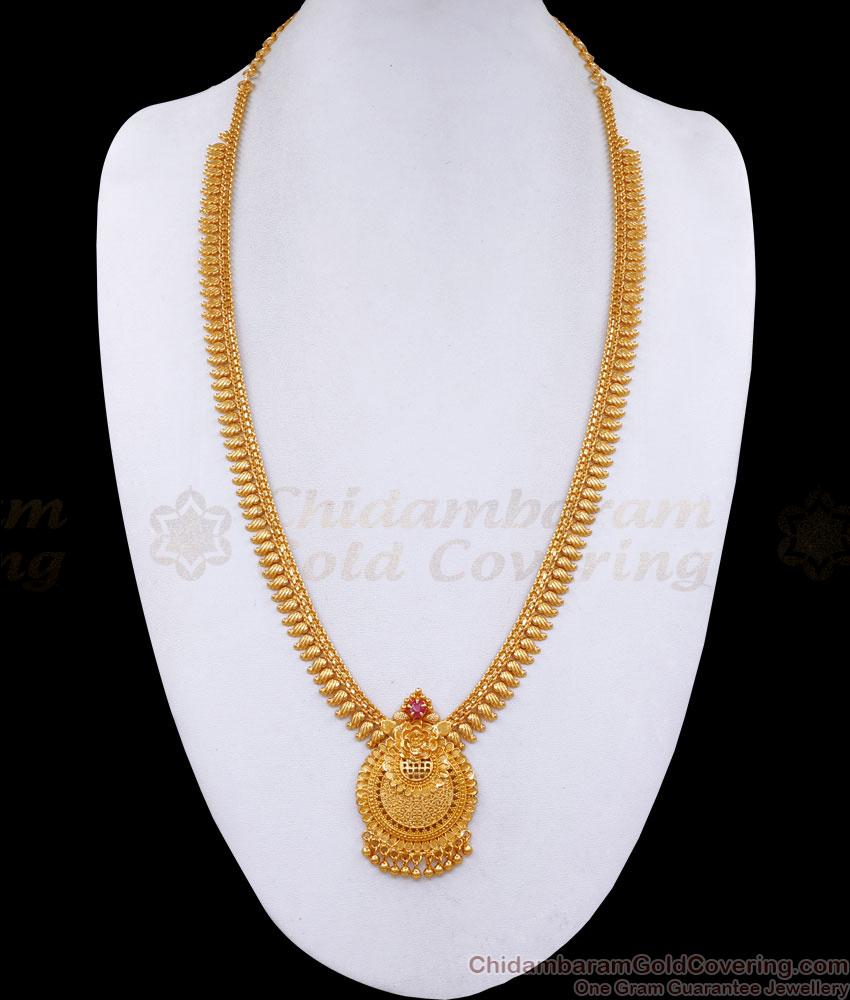 Simple Gold Design Long Mango Haram Ruby Floral Design HR3295