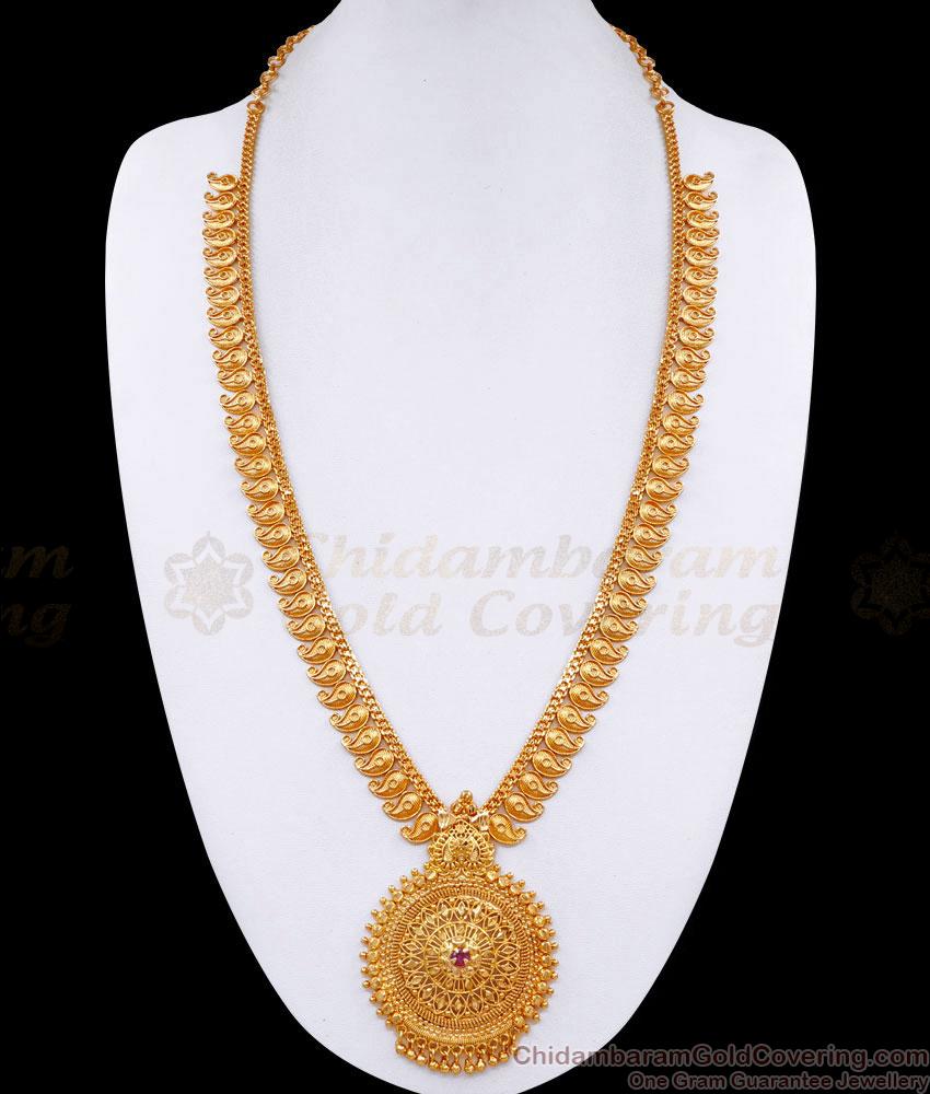 Latest Ruby Stone Bridal Gold Plated Mango Haram With Price Online HR3298