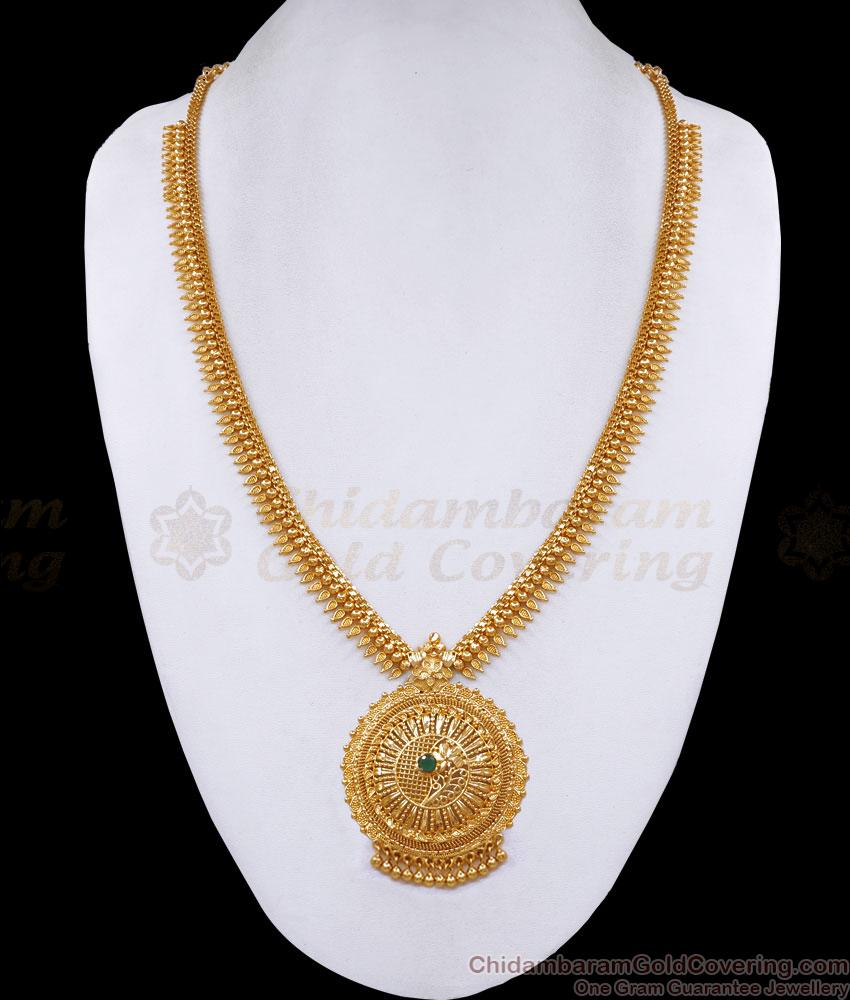 Emerald Stone Women Gold Plated Long Haram Design Online HR3308