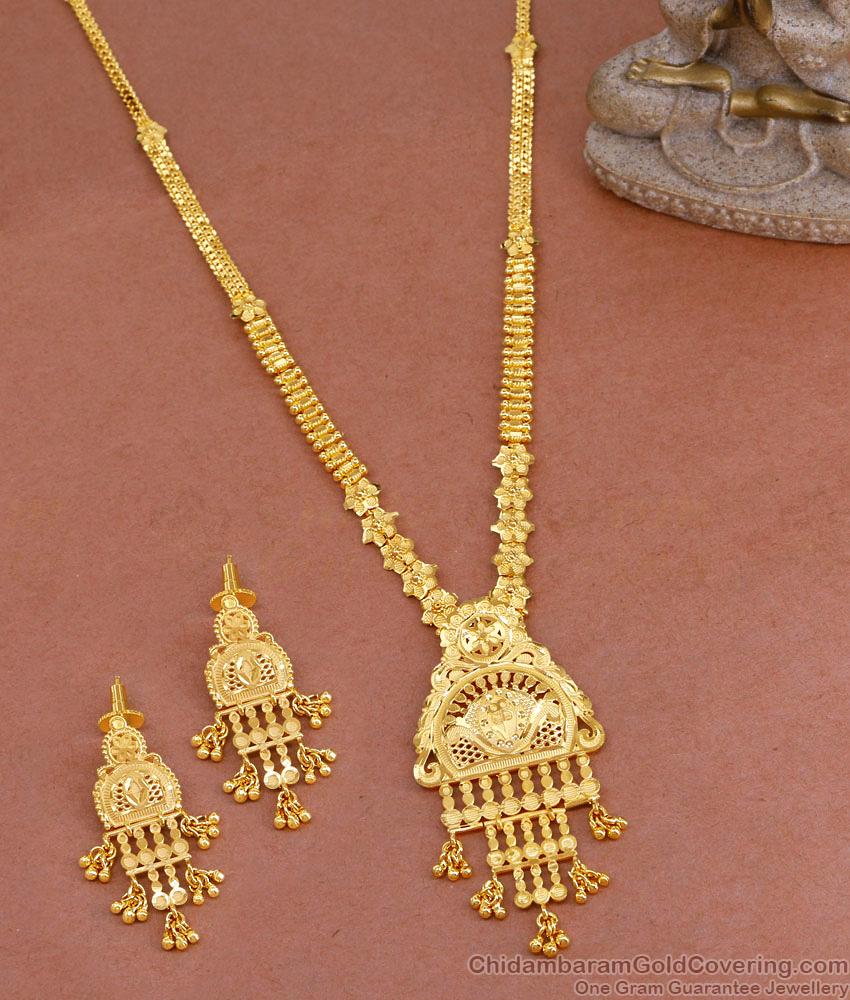 Bridal Two Gram Gold Haram Earring Set Arabic Jewelry HR3310