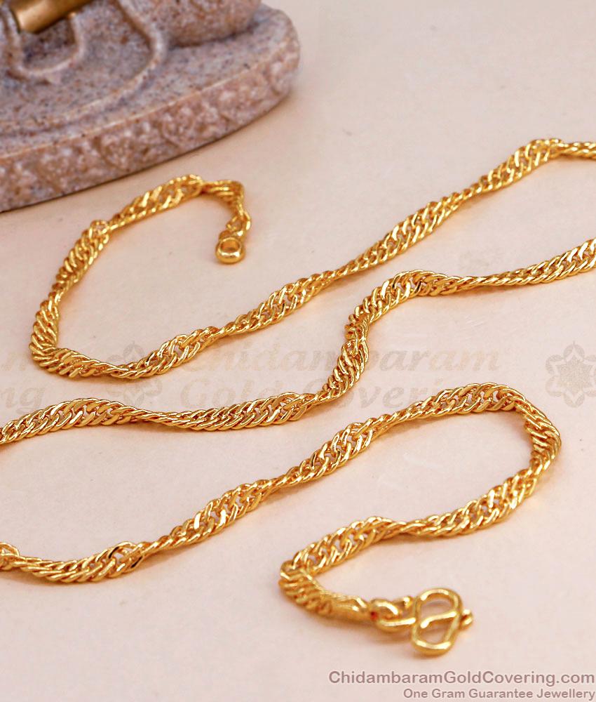 One Gram Gold Twisted Chain Daily Use Jewellery Design CHNS1158