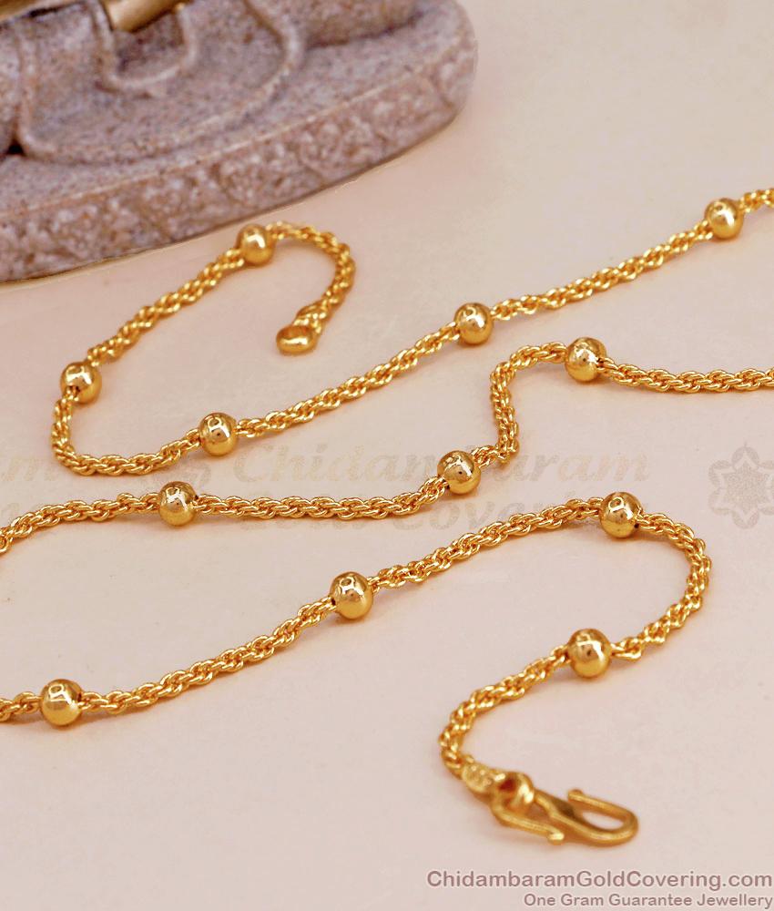 New Model Rope Chain With Golden Beads 1 Gram Gold Jewelry CHNS1173