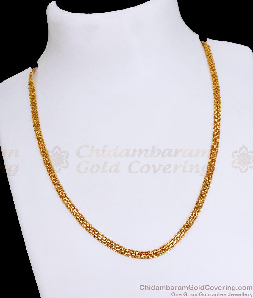 Flat Design Gold Plated Daily Wear Thick Short Chain CHNS1176