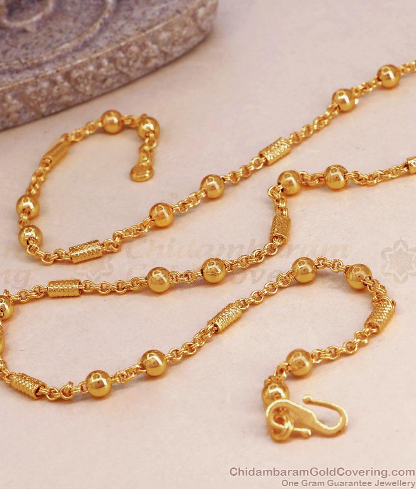 Attractive Golden Beads Short Chains Gold Finish CHNS1200