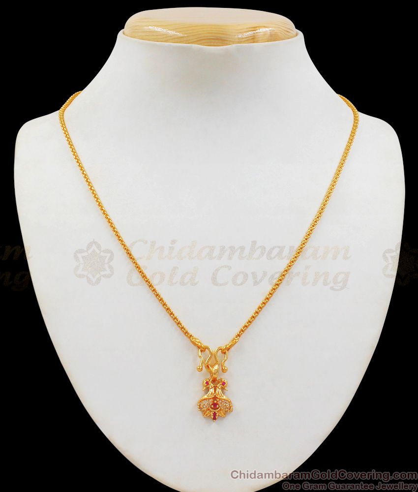 Pretty Small Peacock Pendant Design Gold Short Chain Collection SMDR566