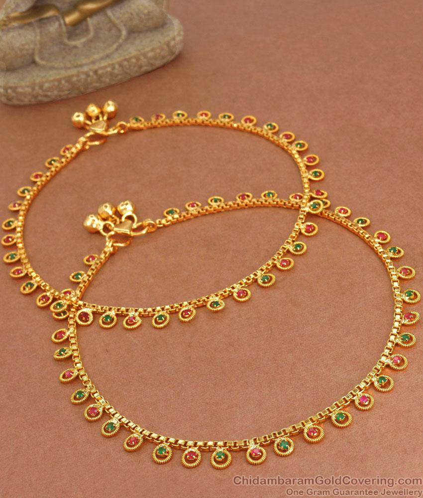 11 Inch 1 Gram Gold Anklet With Studded Stones ANKL1204