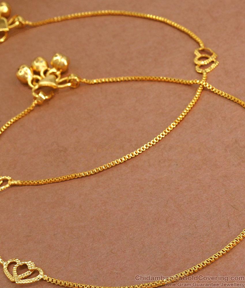 10.5 Inch Daily Wear Gold Plated Anklet Heart Design ANKL1206