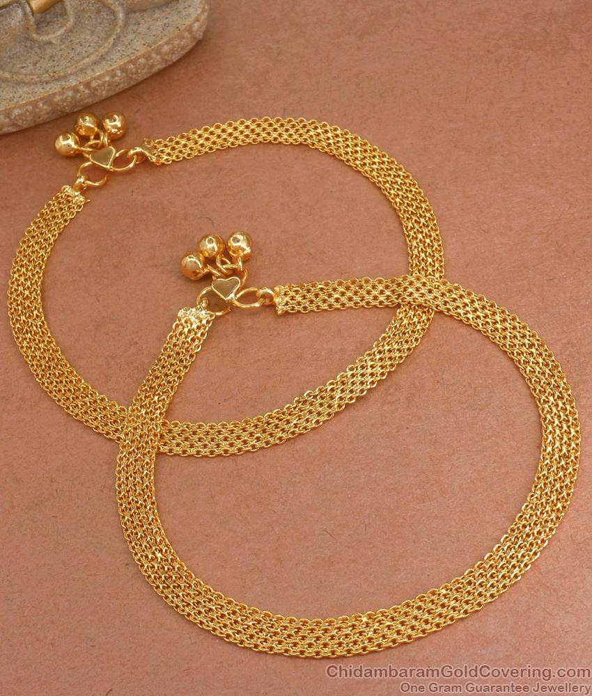10.5 Inch Flat Type 1 Gram Gold Anklet Collection Women Fashion ANKL1209