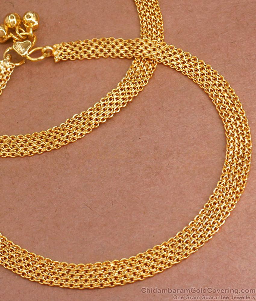 10 Inch Flat Type 1 Gram Gold Anklet Collection Women Fashion ANKL1209