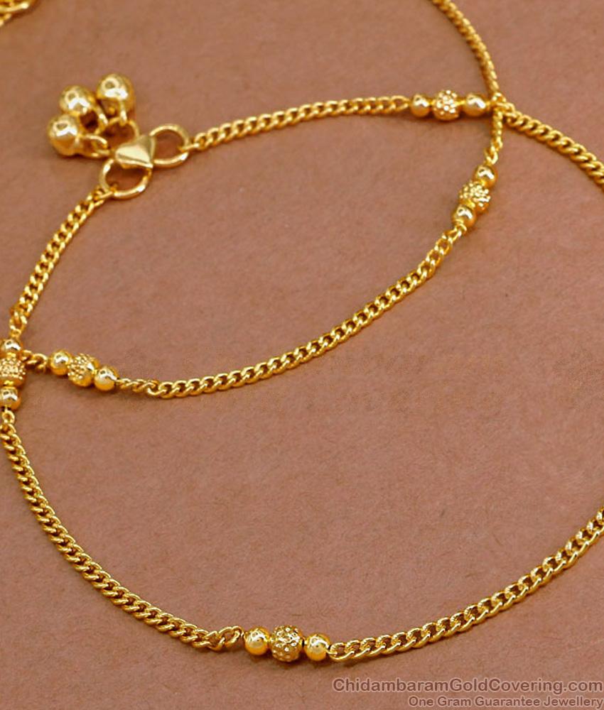 10.5 Inch Light Weight Gold Payal Designs For Everyday Use ANKL1214