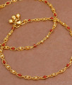 10.5 Inch Traditional Red Coral Beads Gold Plated Anklet ANKL1215