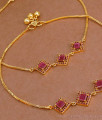 11 Inch Modern 1 Gram Gold Anklet Ruby Payal Design For Women ANKL1216